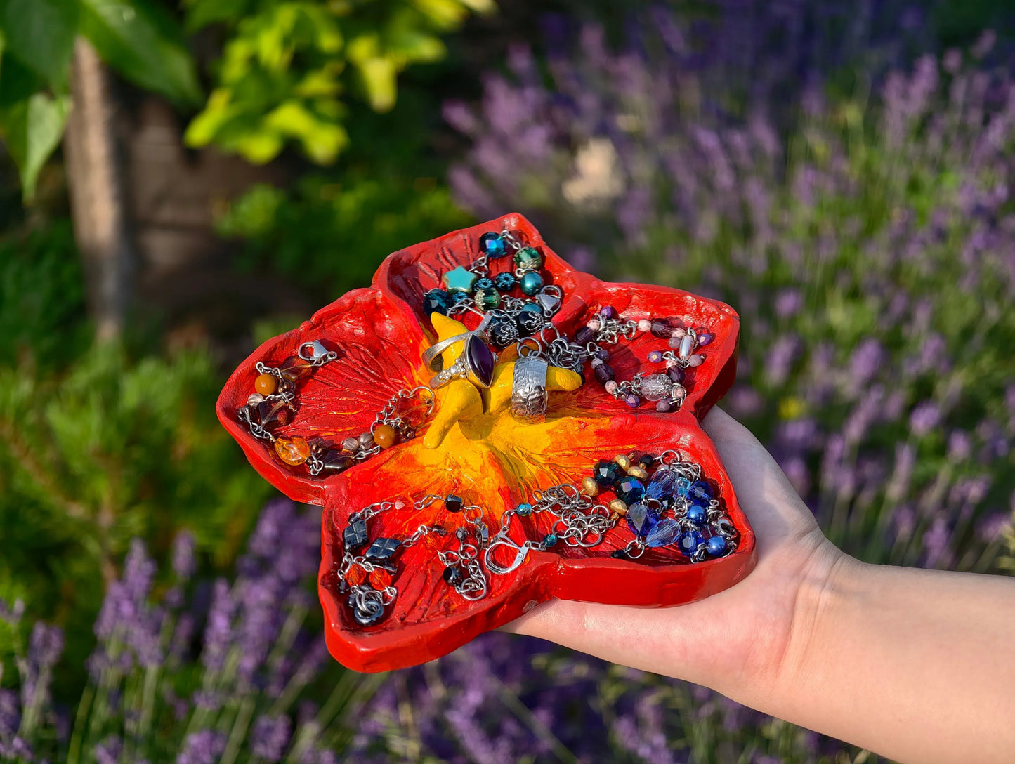 Red Hibiscus Trinket Dish Novyra