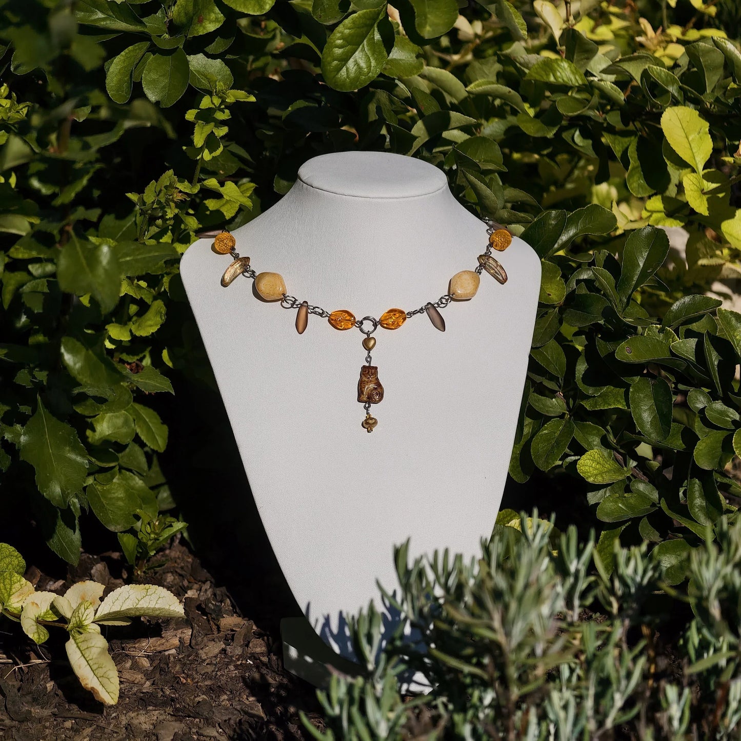 Orange & Brown Countess of Cats Necklace Novyra