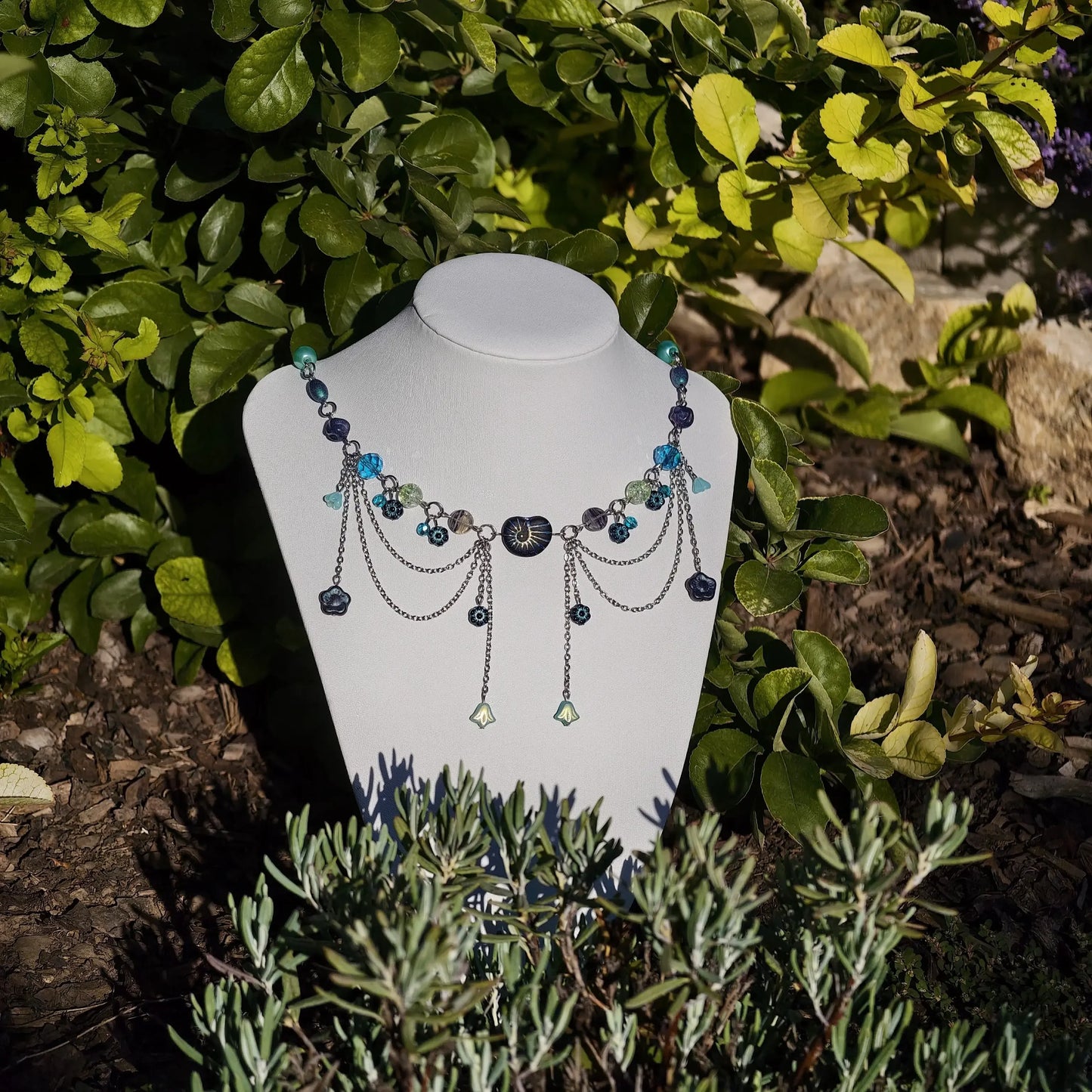 Blue & Green Nautilus Duchess Necklace Novyra