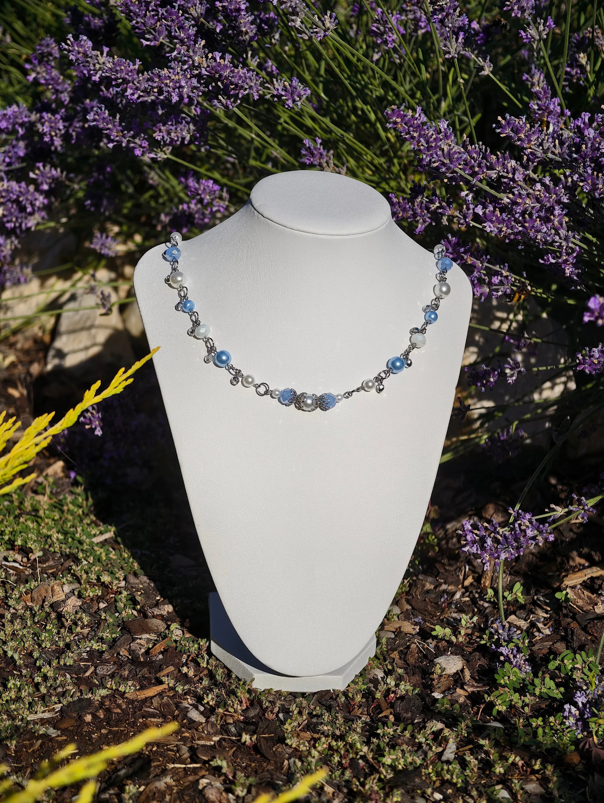 Blue & White Countess of Winter Necklace Novyra