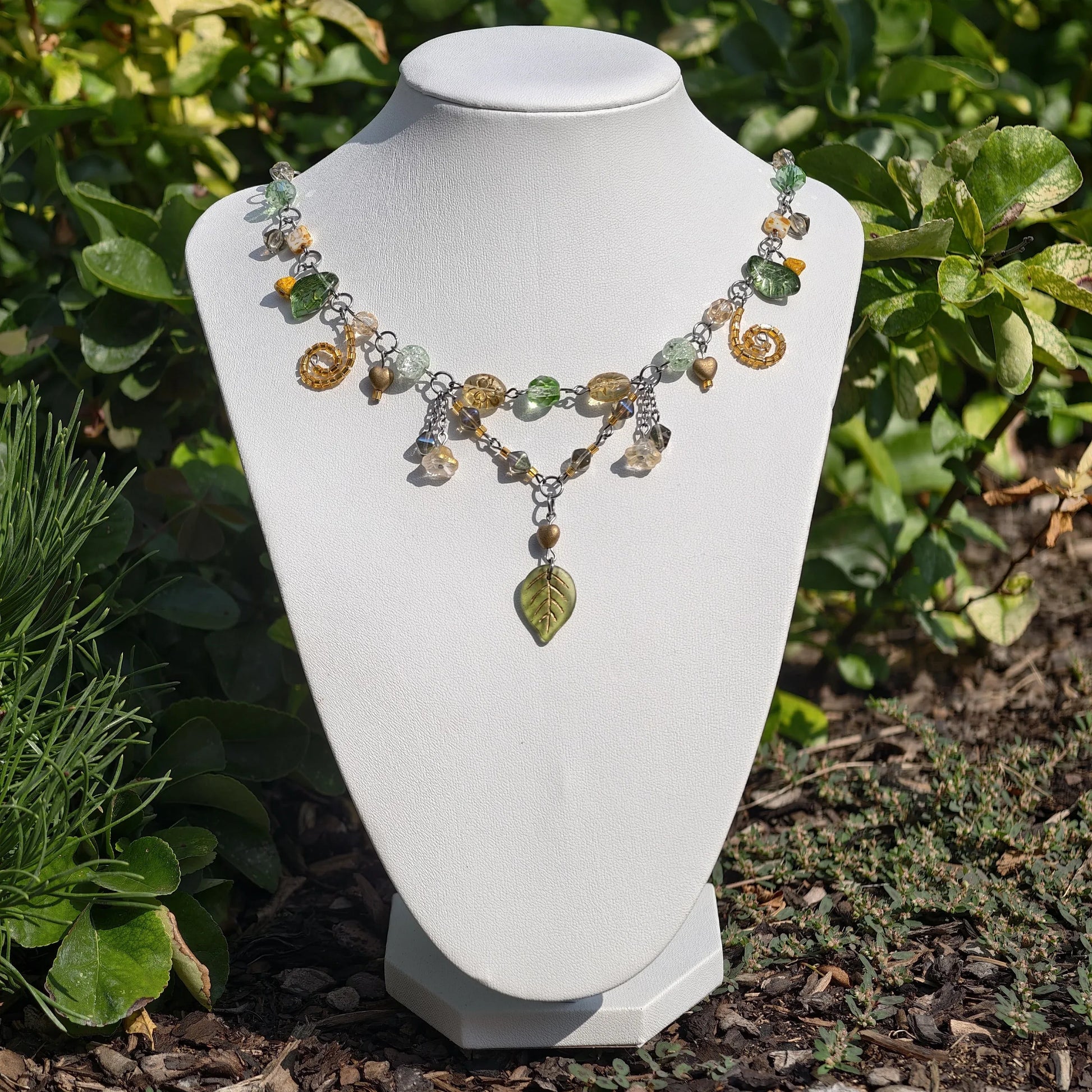 Green & Gold Marchioness of the Summer Forest Necklace Novyra