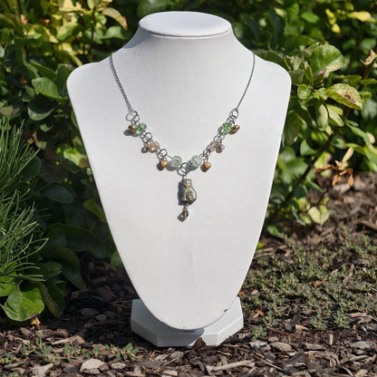 Green & Gold Baroness of Cats Necklace Novyra