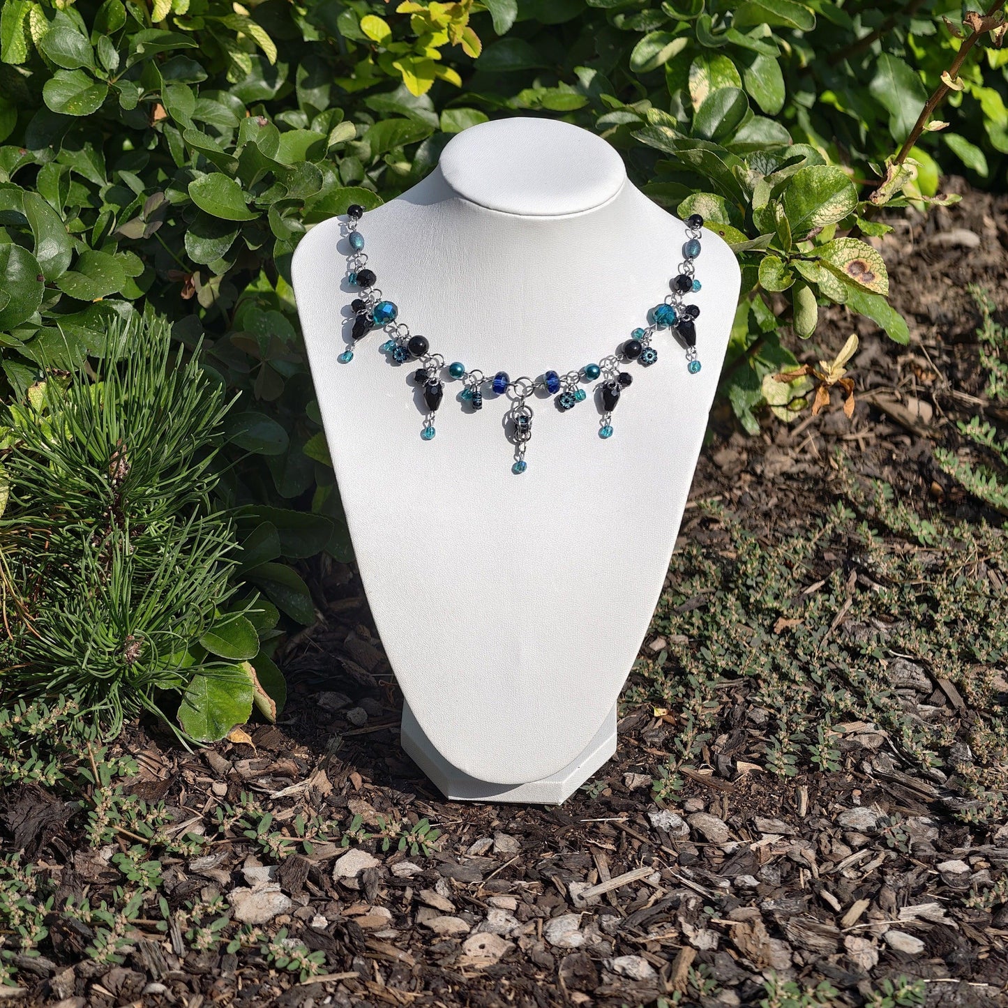 Black & Blue Caged Countess Necklace Novyra