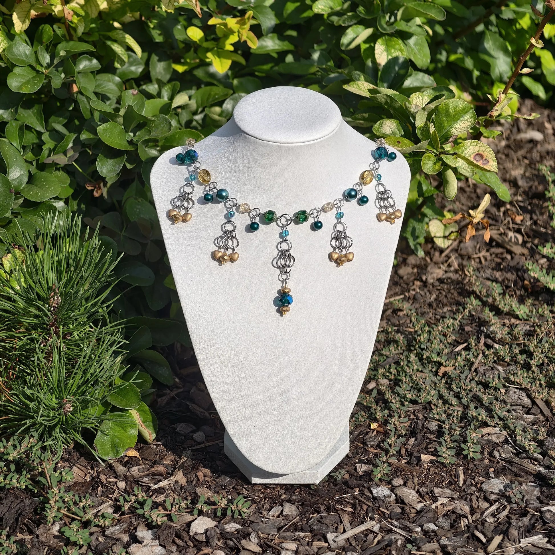 Gold & Turquoise Steampunk Duchess Necklace Novyra