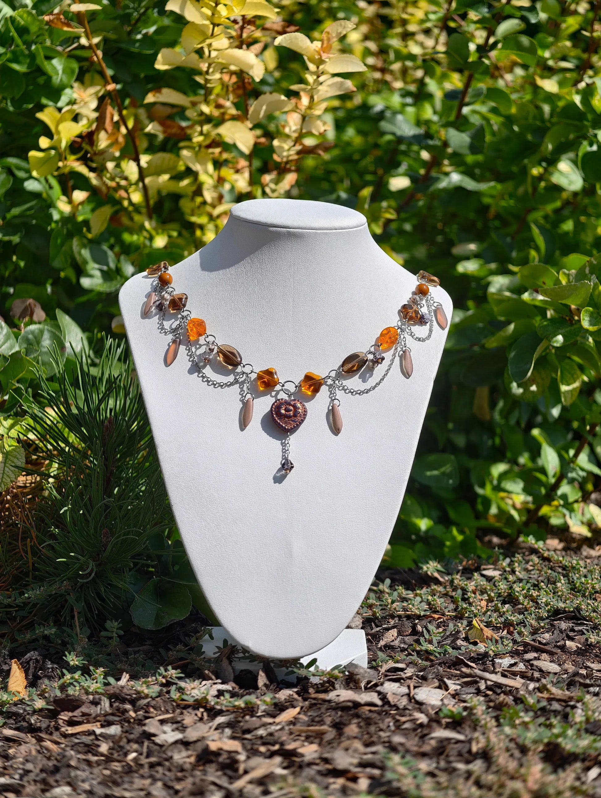 Brown & Orange Marchioness of Hearts Necklace Novyra