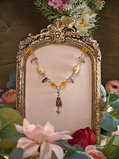 Novyra Jewelry and Clay Art Orange & Brown Countess of Cats Necklace Novyra