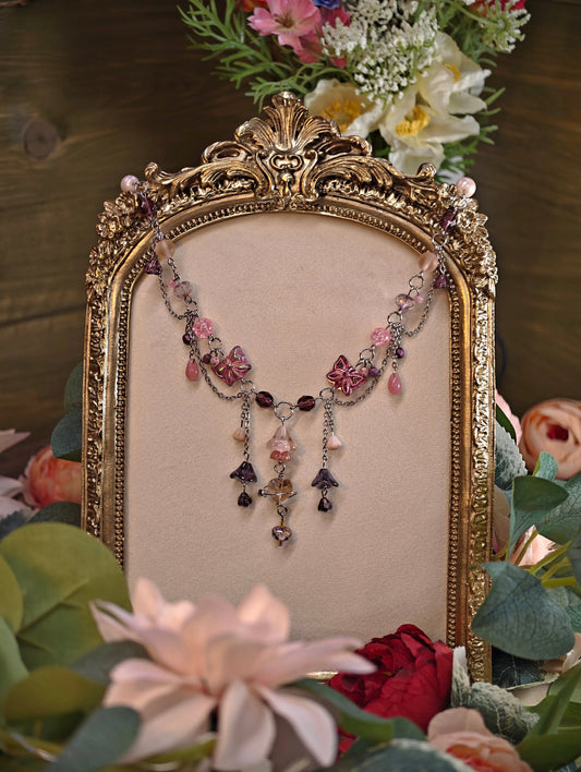 Novyra Jewelry and Clay Art Pink Marchioness of Butterflies Necklace Novyra