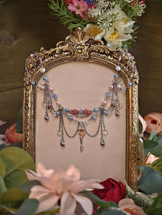 Novyra Jewelry and Clay Art Pink & Blue Queen of Stardrop Necklace Novyra