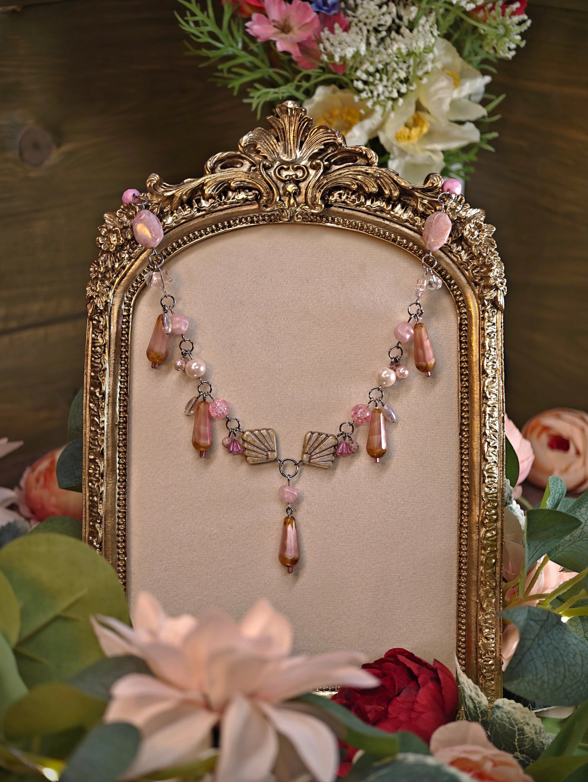 Novyra Jewelry and Clay Art Pink Countess of the Sea Necklace Novyra