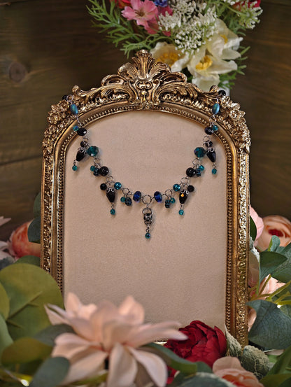 Novyra Jewelry and Clay Art Black & Blue Caged Countess Necklace Novyra
