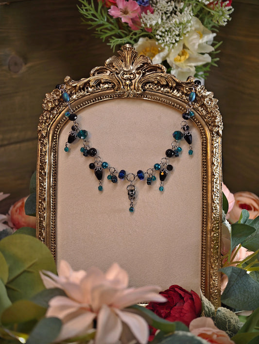 Novyra Jewelry and Clay Art Black & Blue Caged Countess Necklace Novyra
