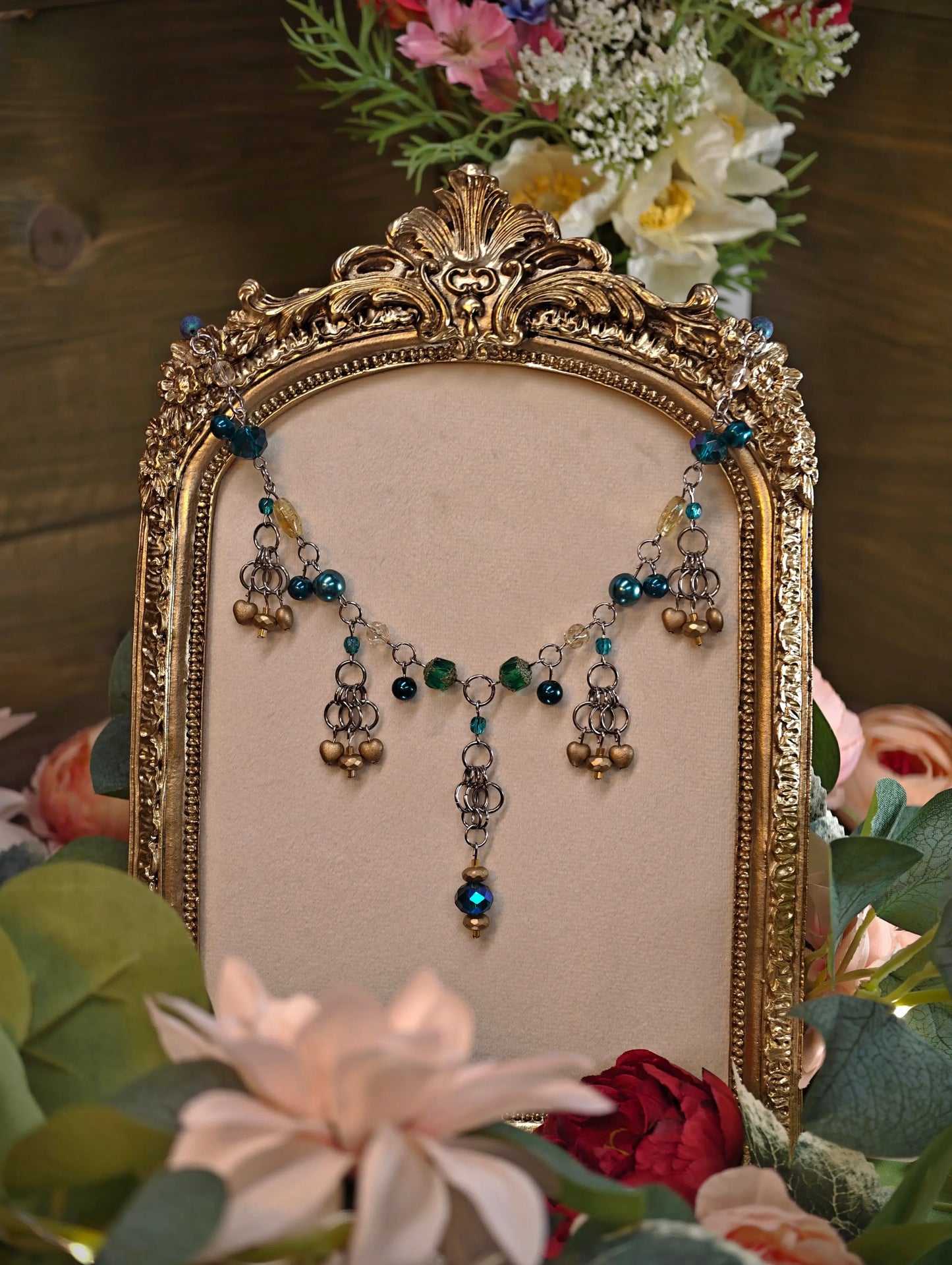 Novyra Jewelry and Clay Art Gold & Turquoise Steampunk Duchess Necklace Novyra