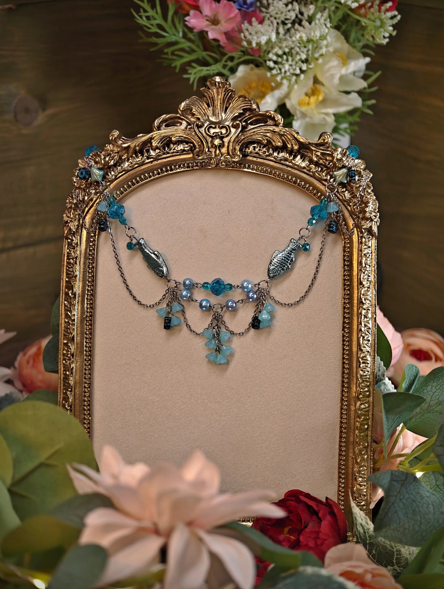 Novyra Jewelry and Clay Art Blue Duchess of Fish Necklace Novyra