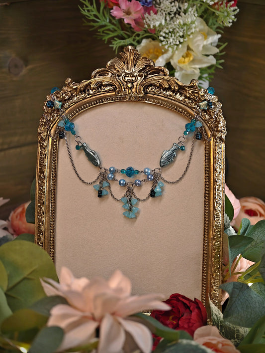 Novyra Jewelry and Clay Art Blue Duchess of Fish Necklace Novyra