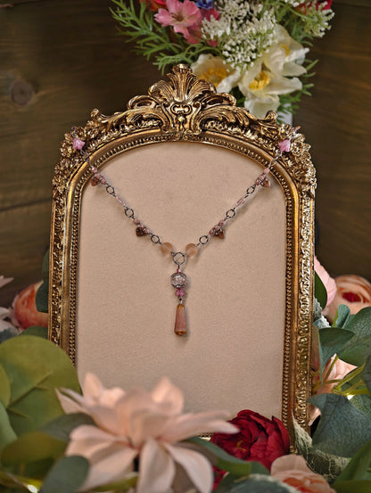 Novyra Jewelry and Clay Art Pink Simple Dangle Countess Necklace Novyra