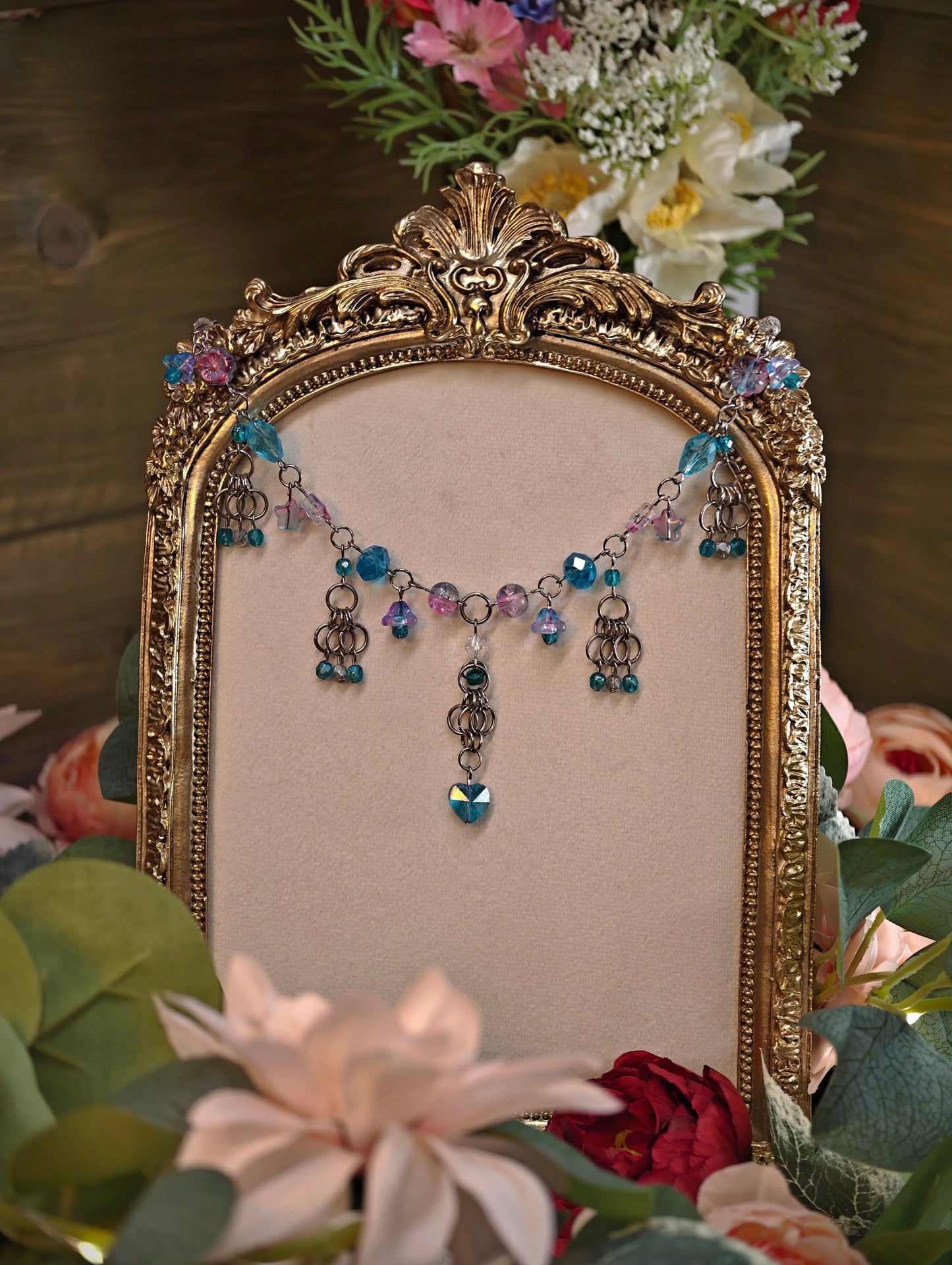 Novyra Jewelry and Clay Art Blue & Purple Steampunk Duchess Necklace Novyra