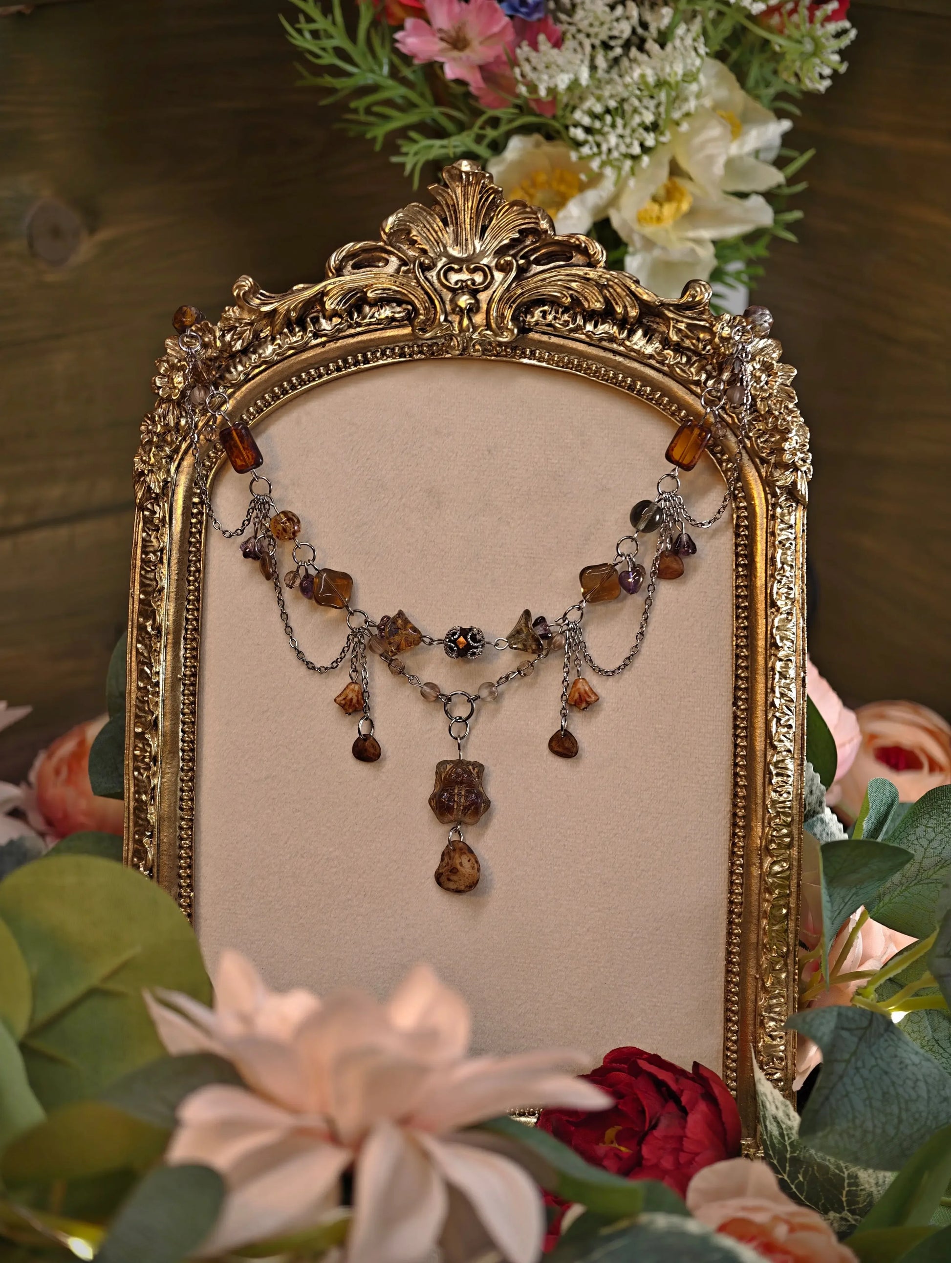 Novyra Jewelry and Clay Art Orange & Brown Duchess & the Frog Necklace Novyra