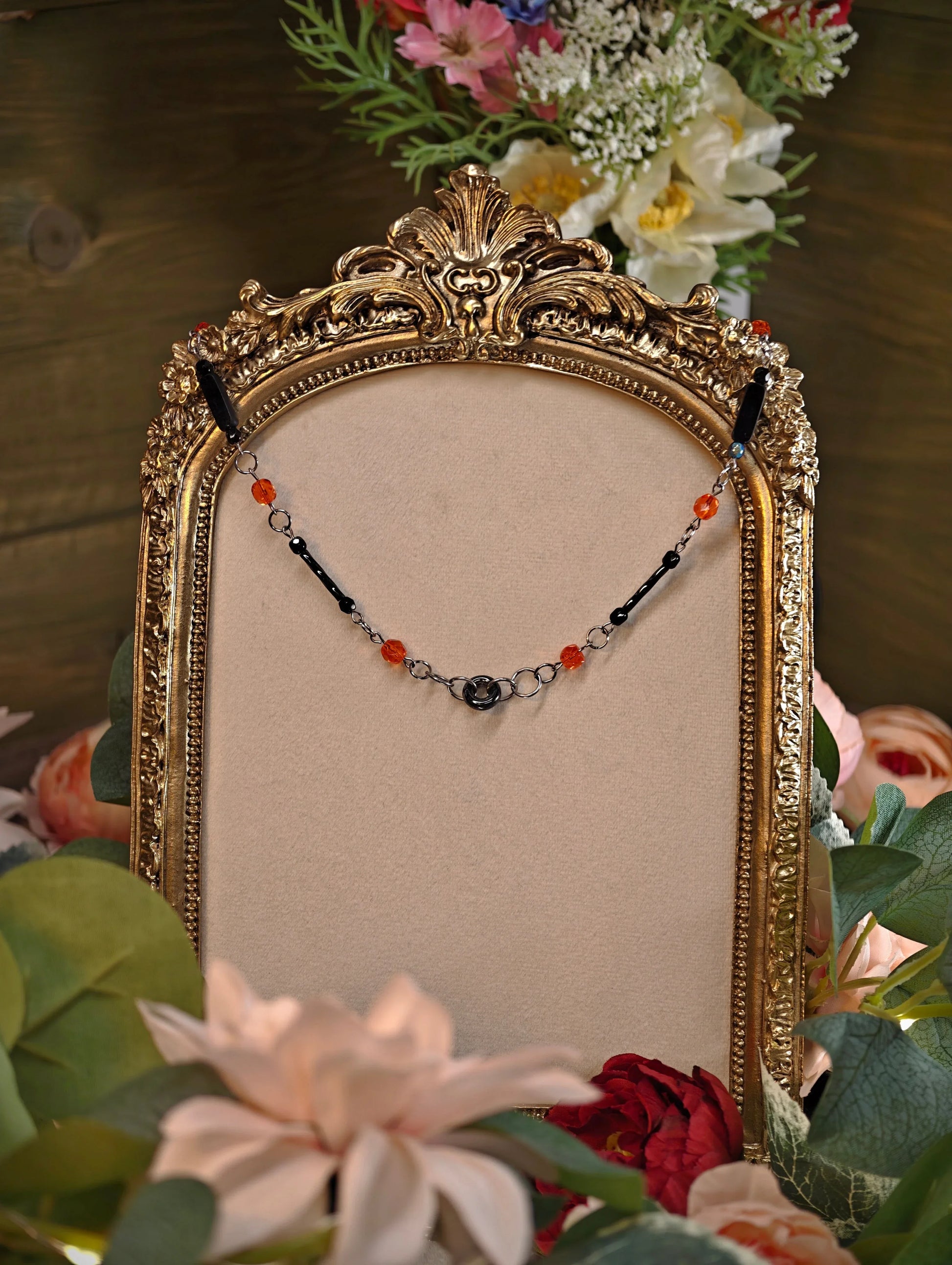 Novyra Jewelry and Clay Art  Red & Black Viscountess Necklace Novyra