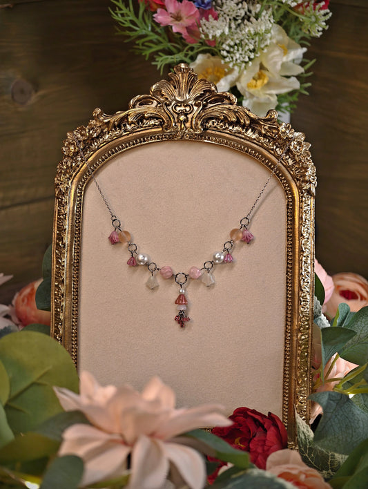 Novyra Jewelry and Clay Art Pink & White Baroness of Spring Necklace Novyra