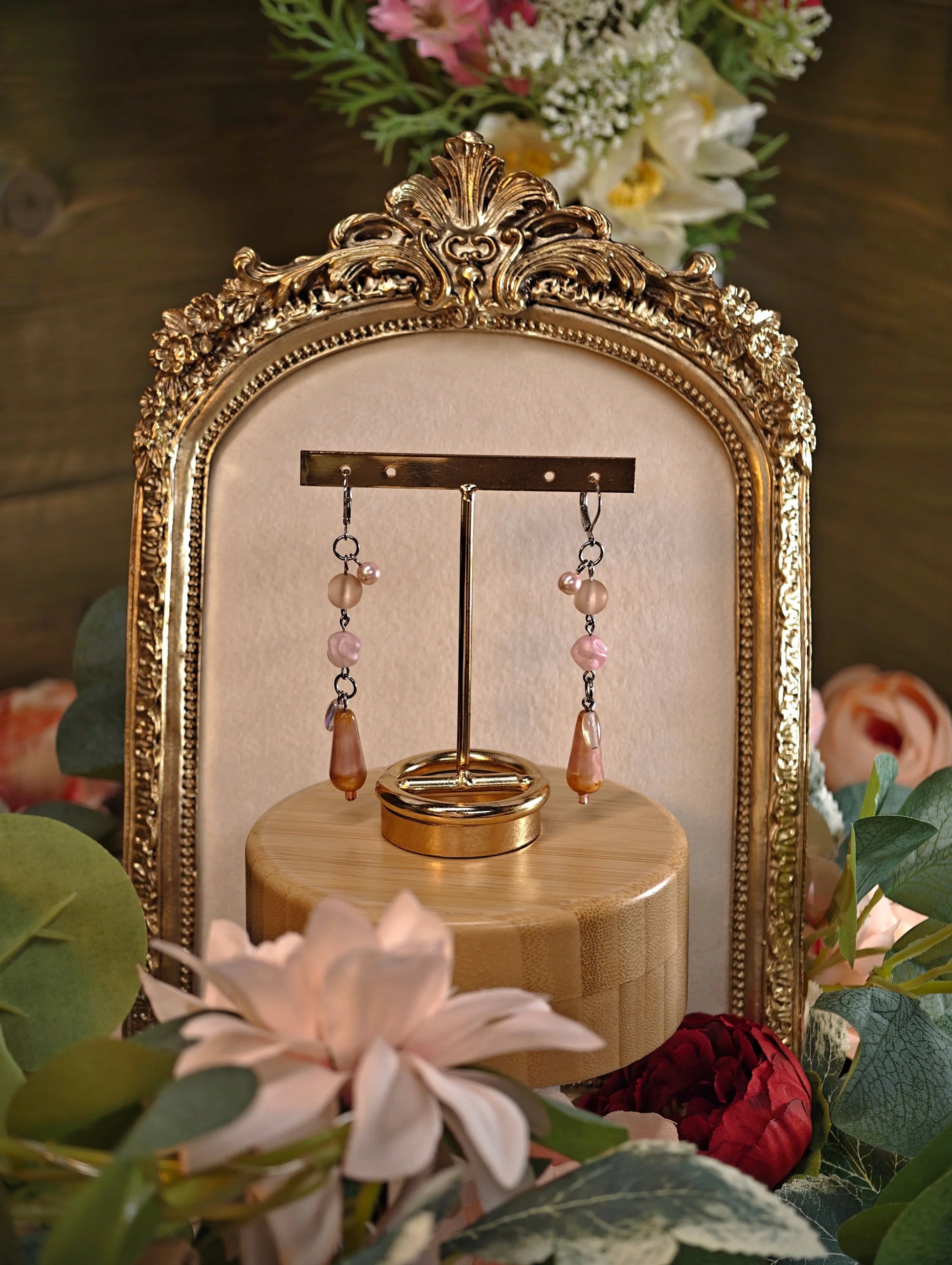 Novyra Jewelry and Clay Art Pink Simple Long Earring Novyra