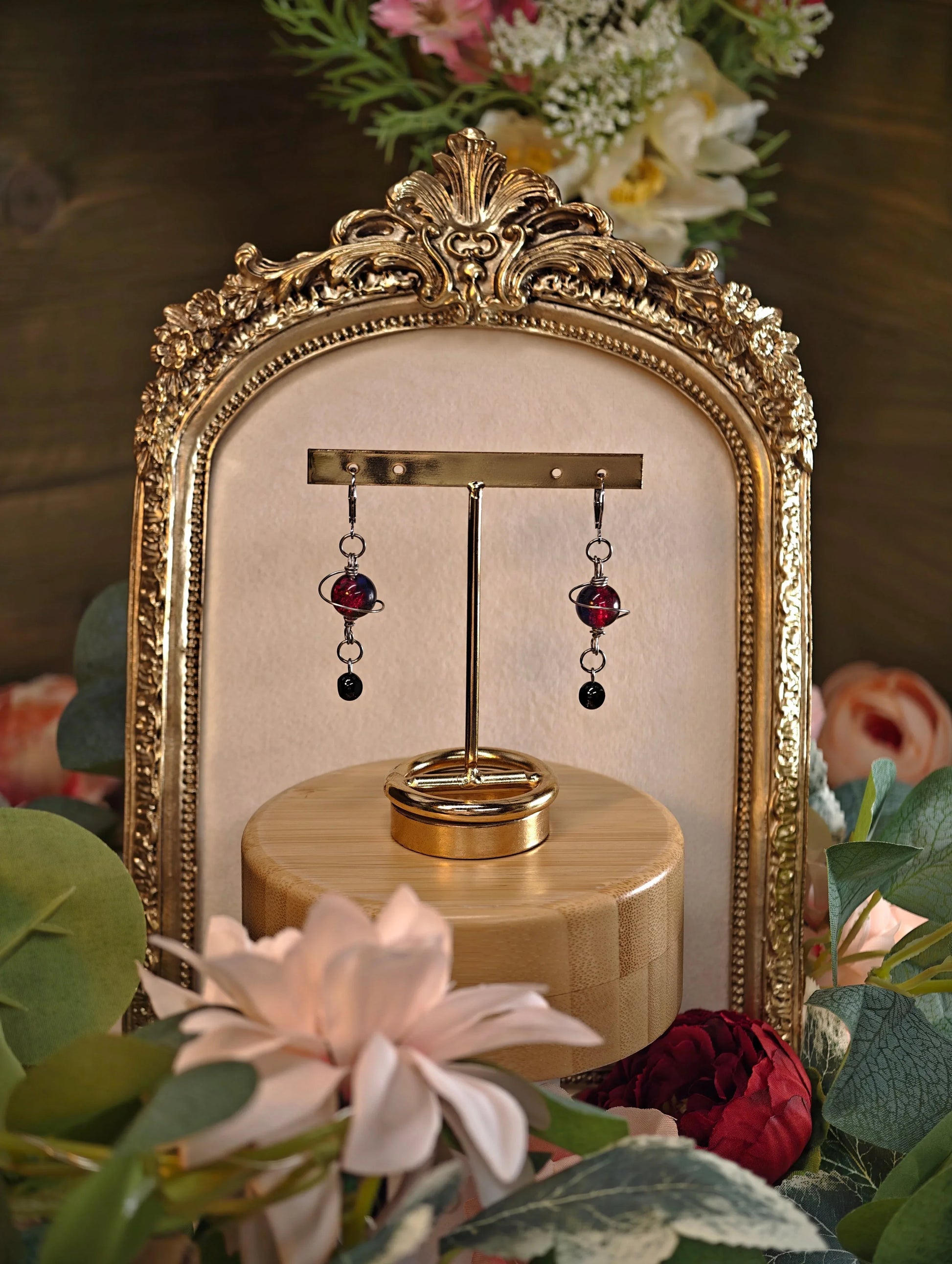 Novyra Jewelry and Clay Art Red & Black Planet Earring Novyra
