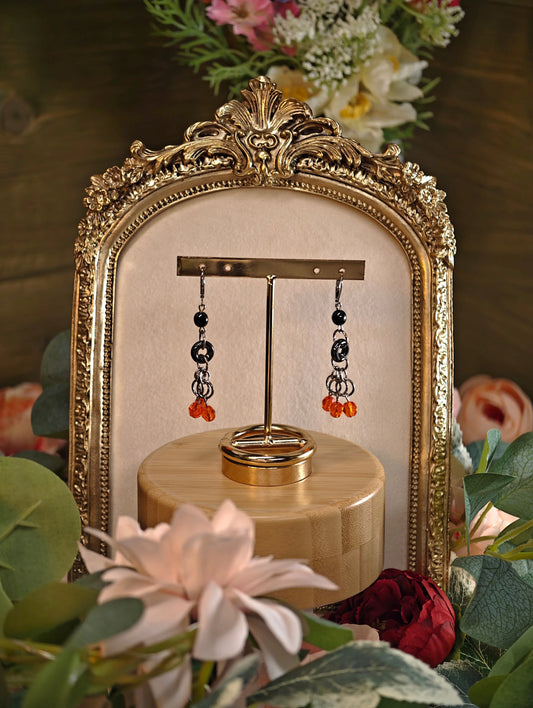 Novyra Jewelry and Clay Art Black & Red Chainmaile Earring Novyra