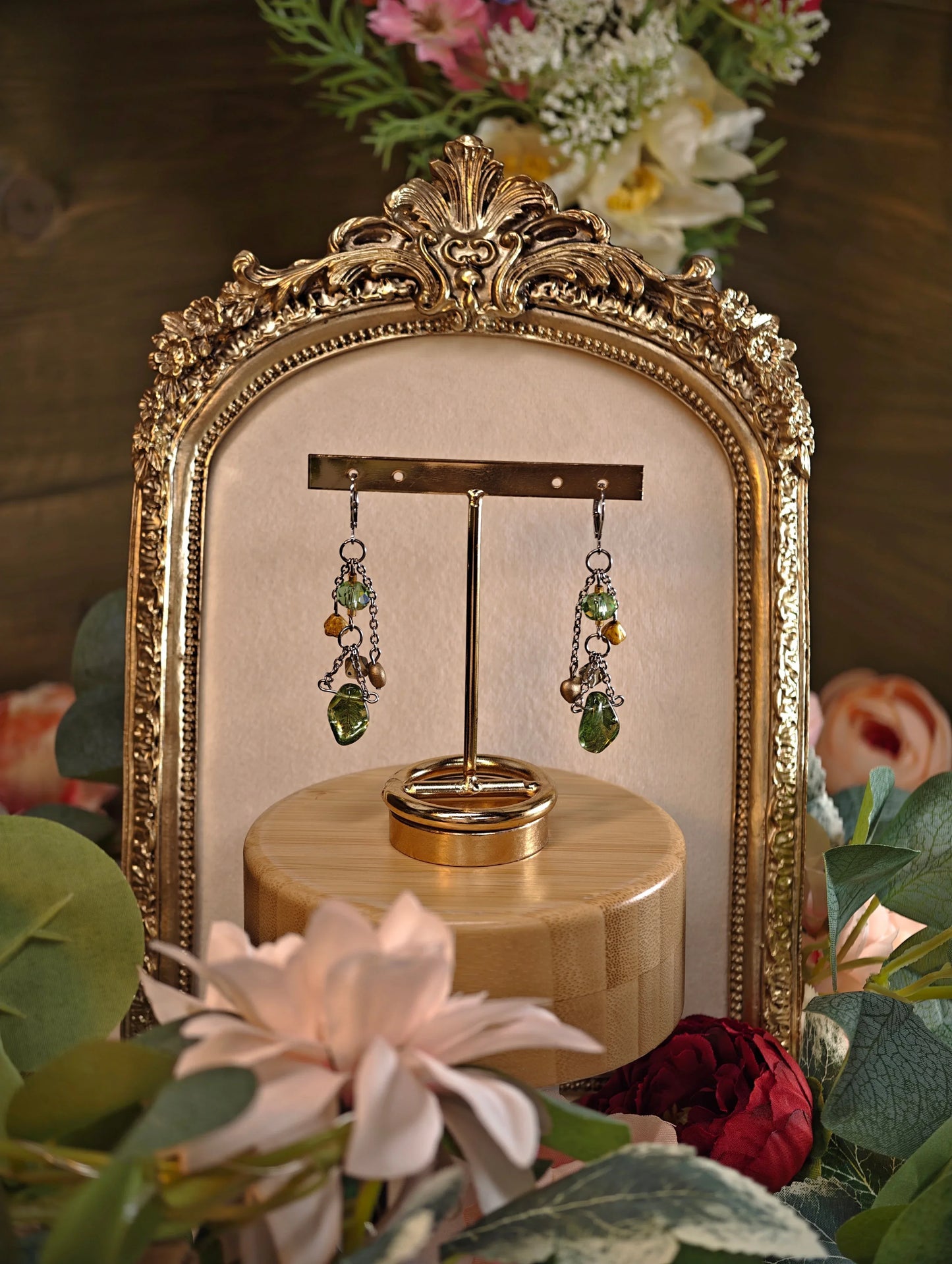 Novyra Jewelry and Clay Art Green Leaf Complex Earring Novyra