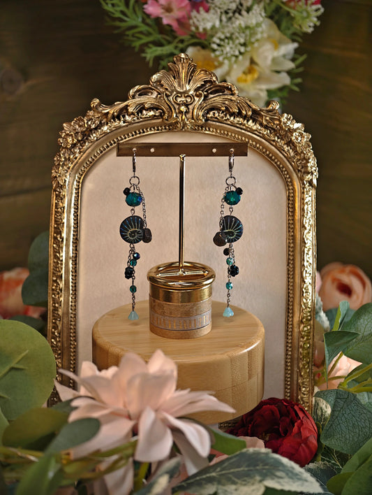 Novyra Jewelry and Clay Art Tuorqoiuse Complex Nautilius Long Earring Novyra