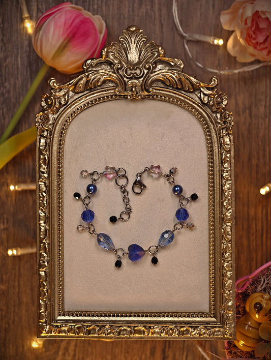 Novyra Jewelry and Clay Art Blue Heart Simple Dangle Bracelet Novyra