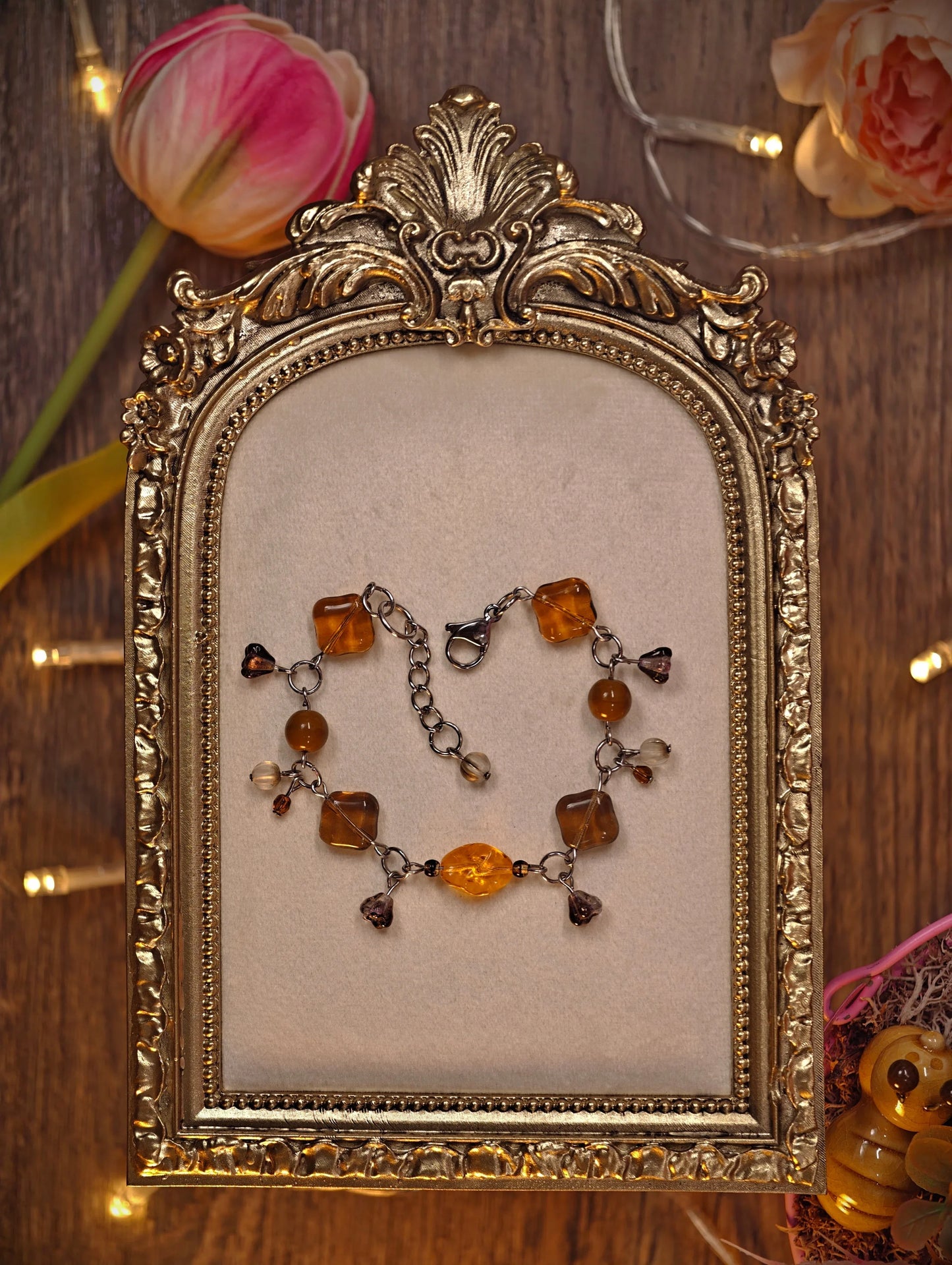 Novyra Jewelry and Clay Art Orange & Brown Simple Bracelet Novyra