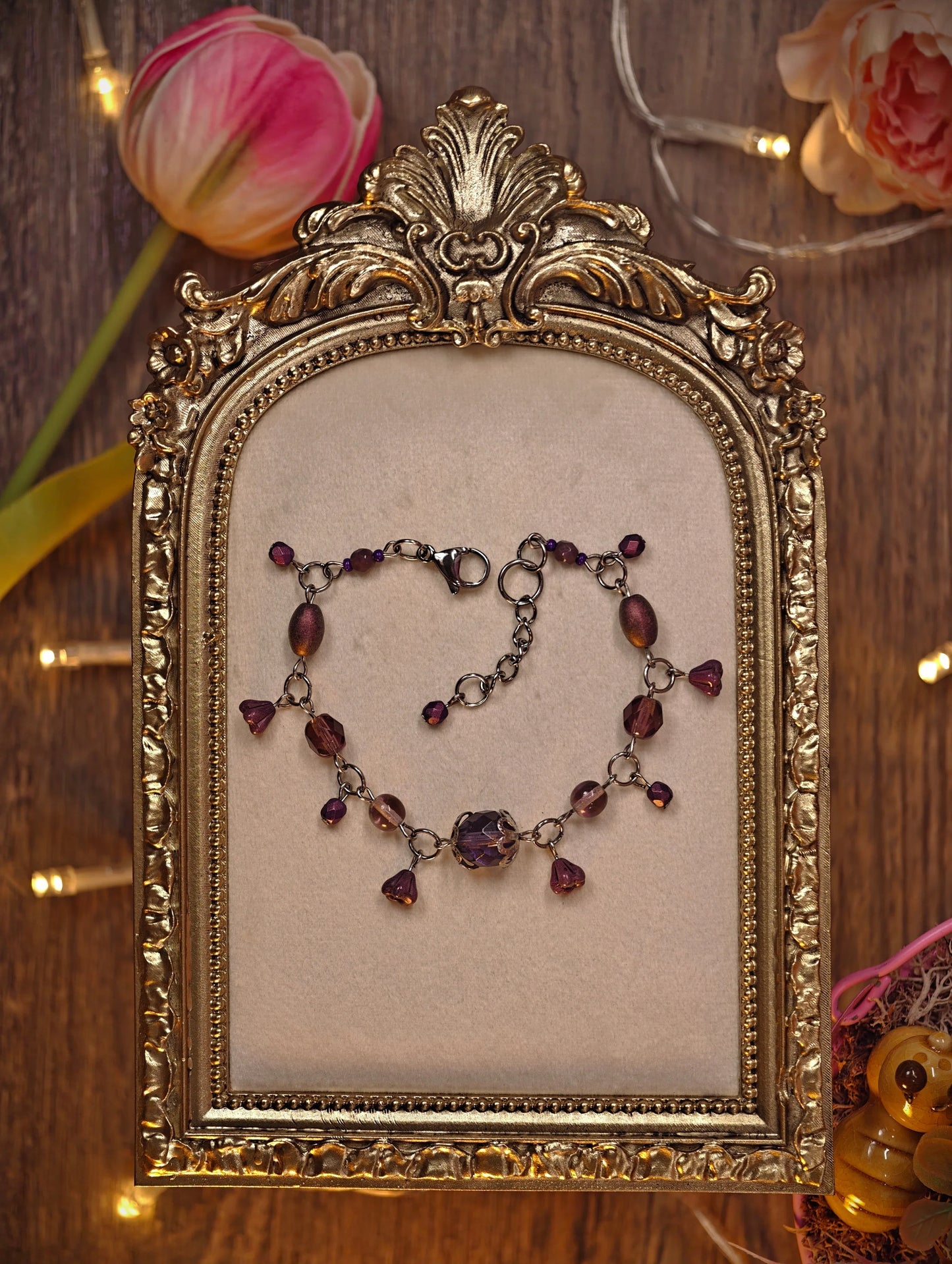 Novyra Jewelry and Clay Art Purple Simple Dangle Bracelet Novyra