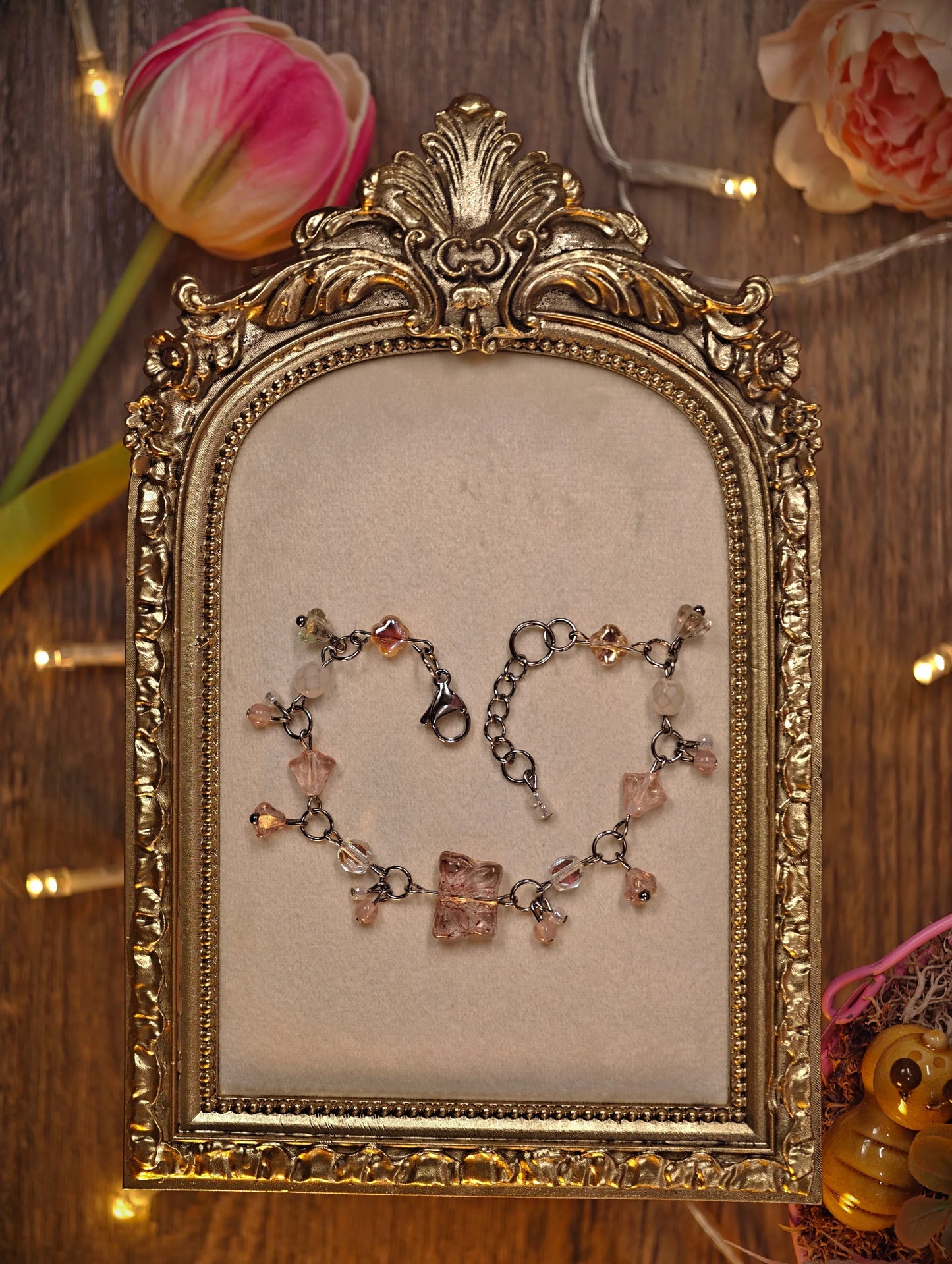 Pink Butterfly Dangle Bracelet t Novyra Jewelry and Clay Art
