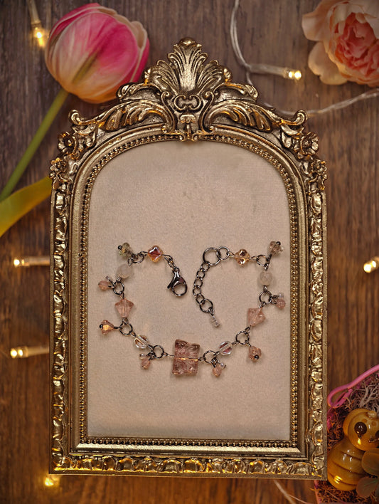 Pink Butterfly Dangle Bracelet t Novyra Jewelry and Clay Art