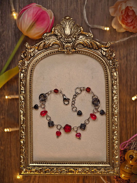 Red & Black Flower Bracelet t Novyra Jewelry and Clay Artyra