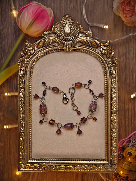 Purple Tulip Dangle Bracelet Novyra Jewelry and Clay Art