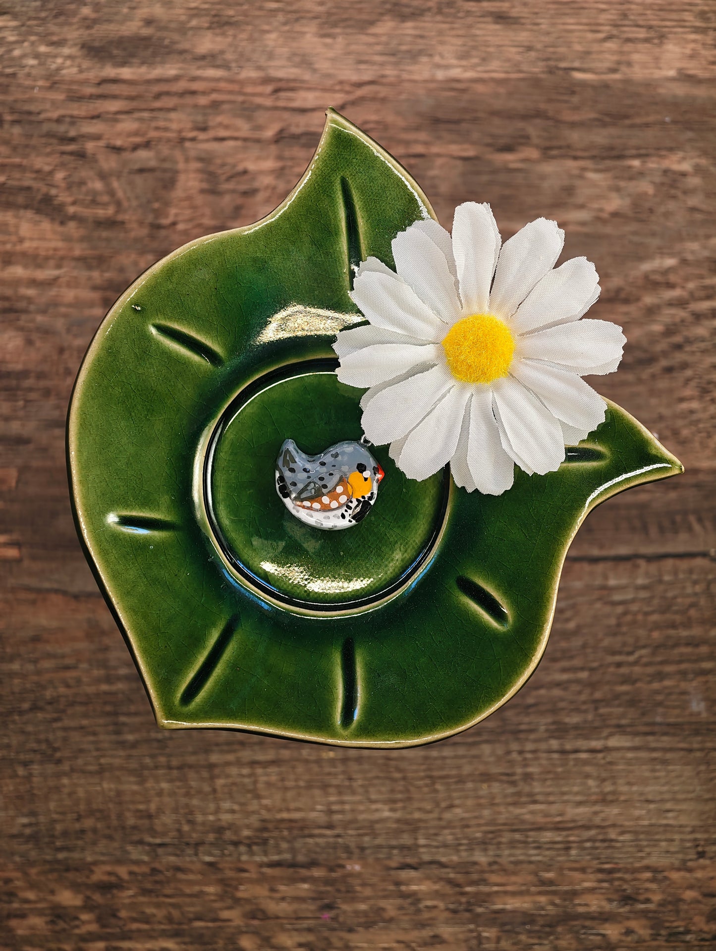Novyra Jewelry and Clay Art finch bird pendant