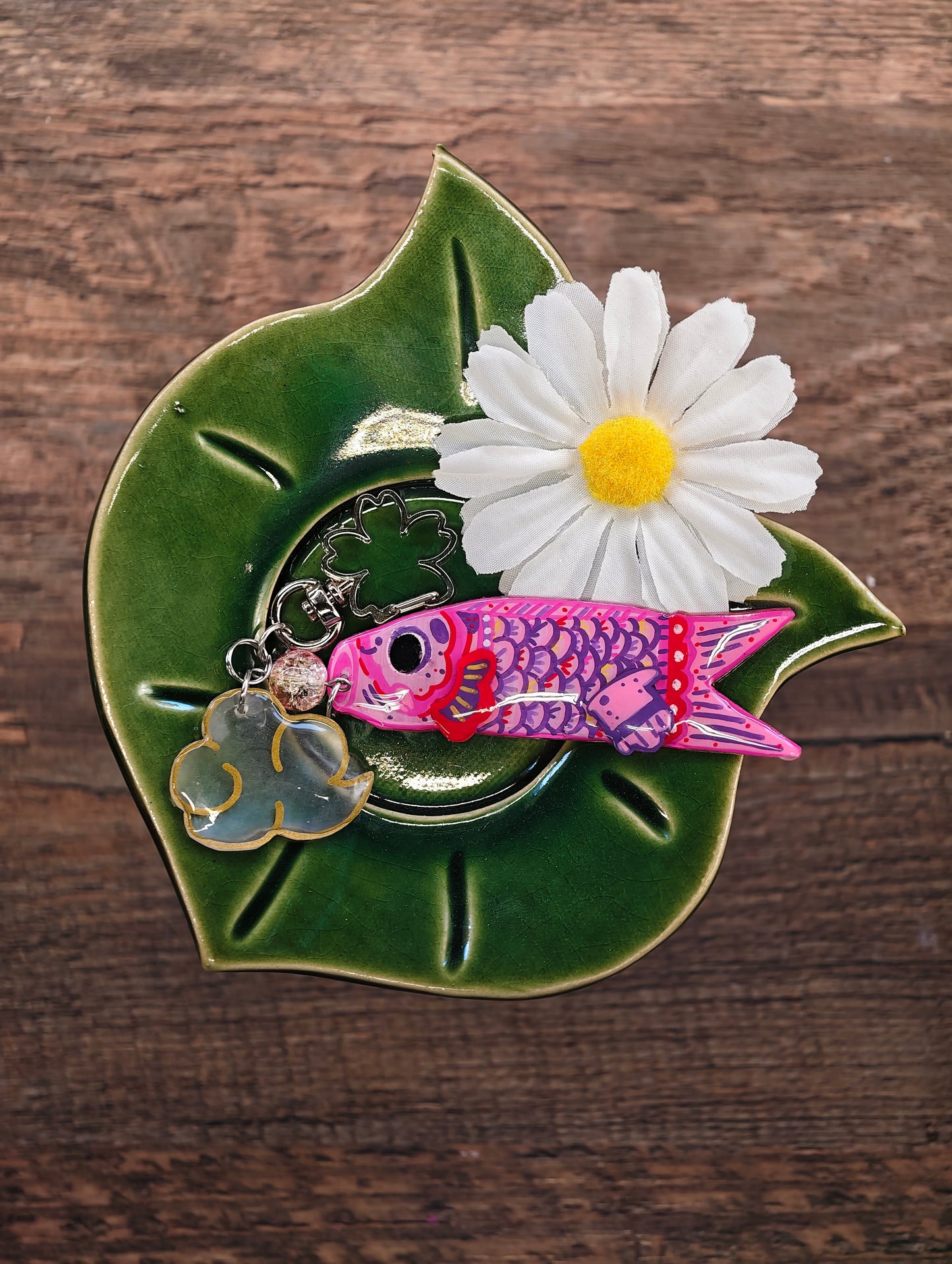 Novyra Jewelry and Clay Art Koinobori pink keychain