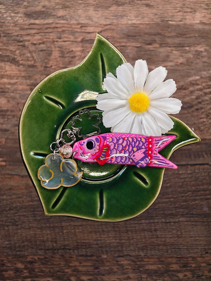 Novyra Jewelry and Clay Art Koinobori pink keychain