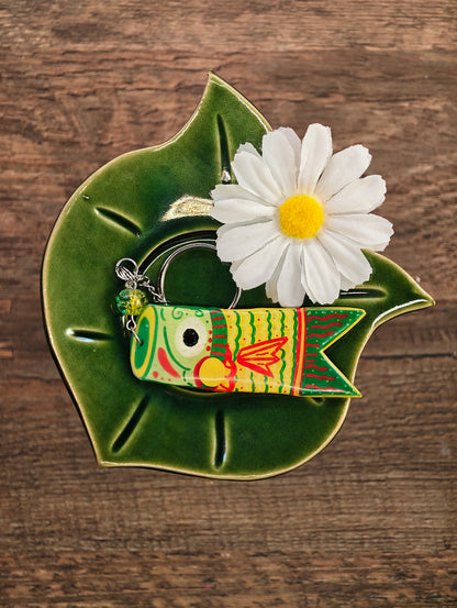 Novyra Jewelry and Clay Art Koinobori green keychain