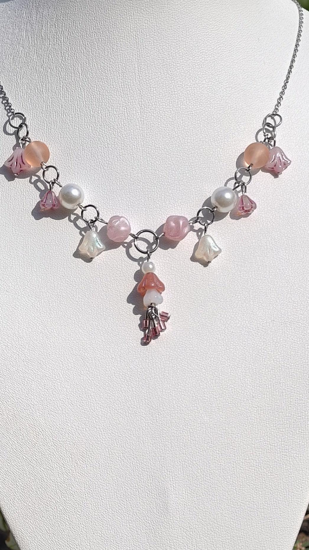 Pink & White Baroness of Spring Necklace Novyra