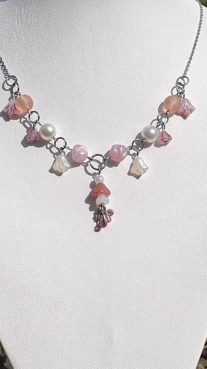 Pink & White Baroness of Spring Necklace Novyra