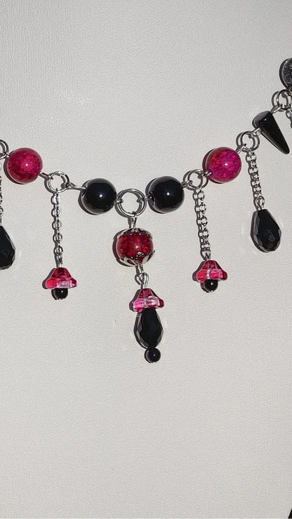 Pink & Black Marchioness of Flowers Necklace Novyra