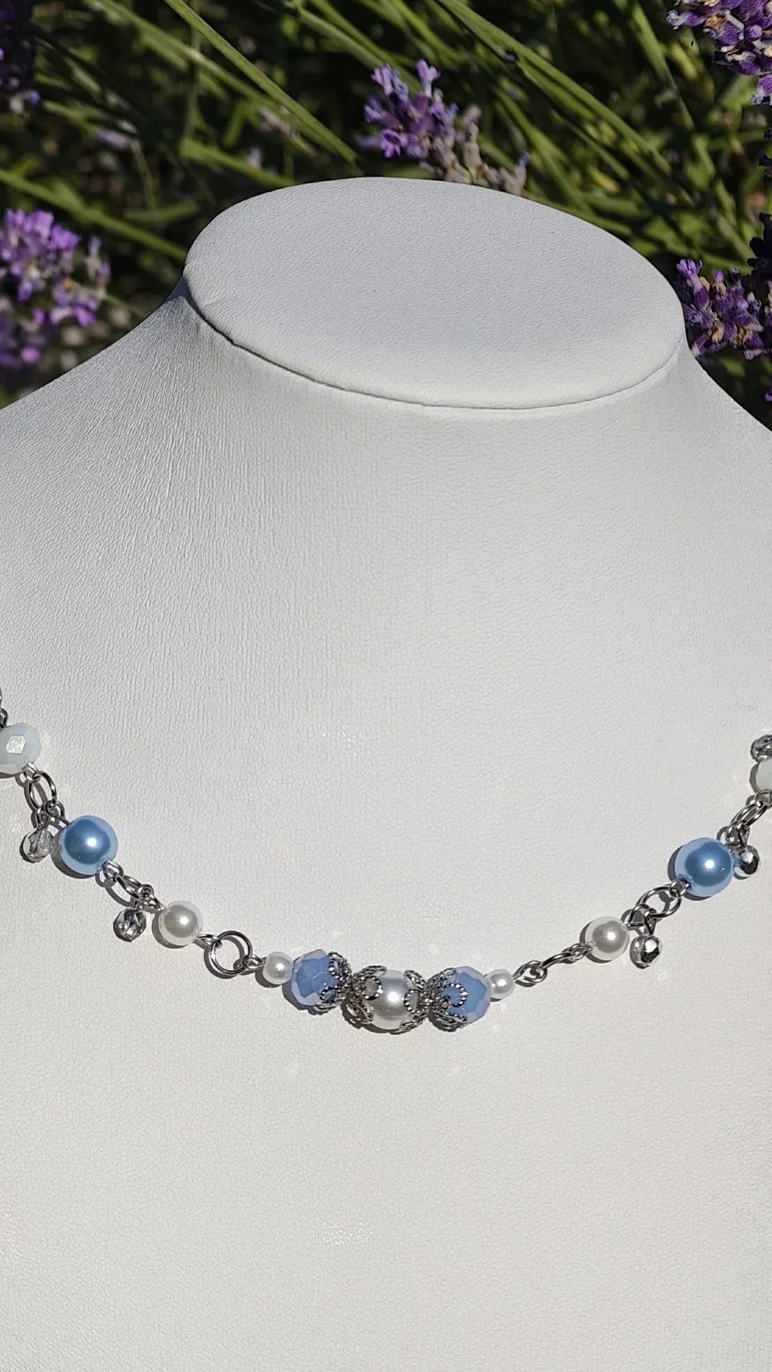 Blue & White Countess of Winter Necklace Novyra