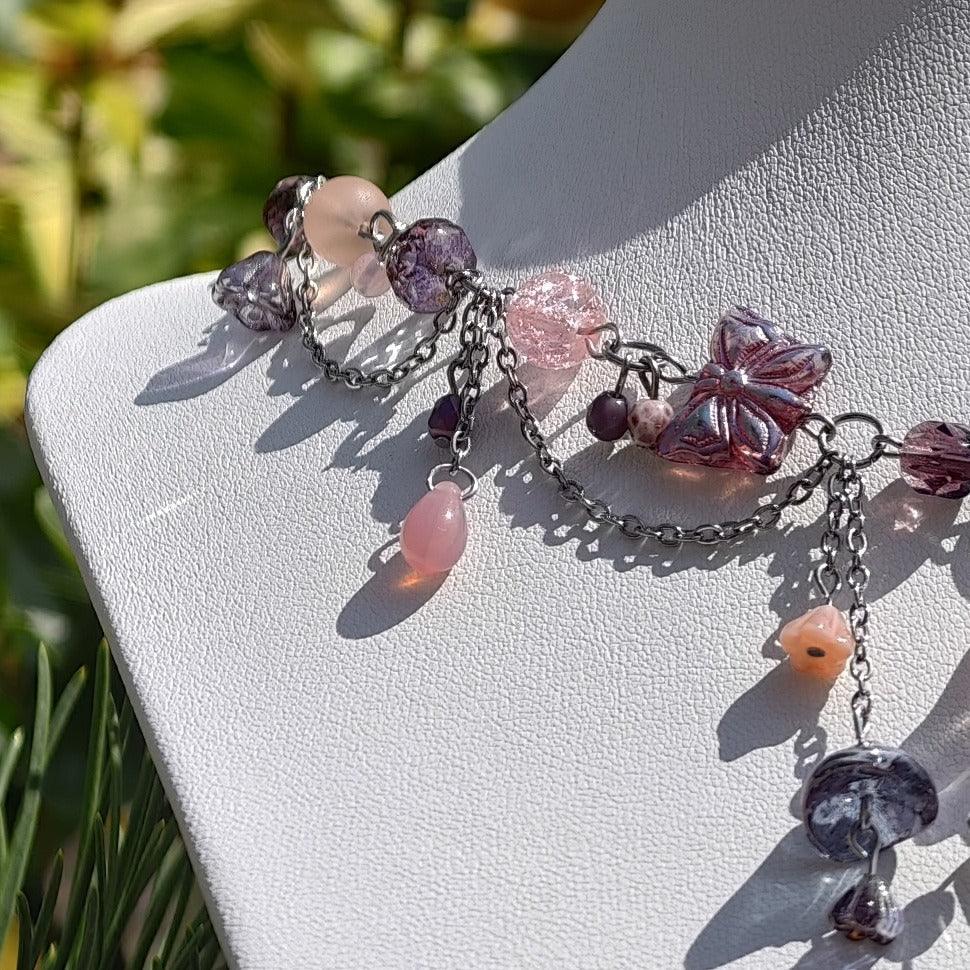 Pink Marchioness of Butterflies Necklace Novyra
