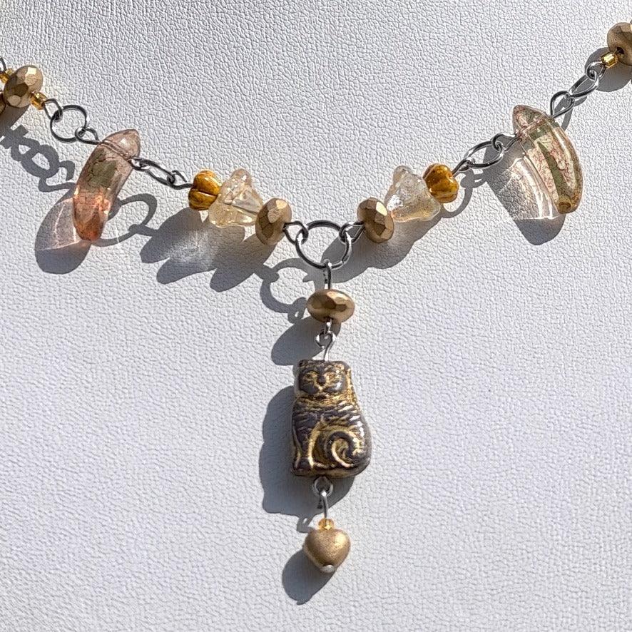 Yellow & Gold Countess of Cats Necklace Novyra
