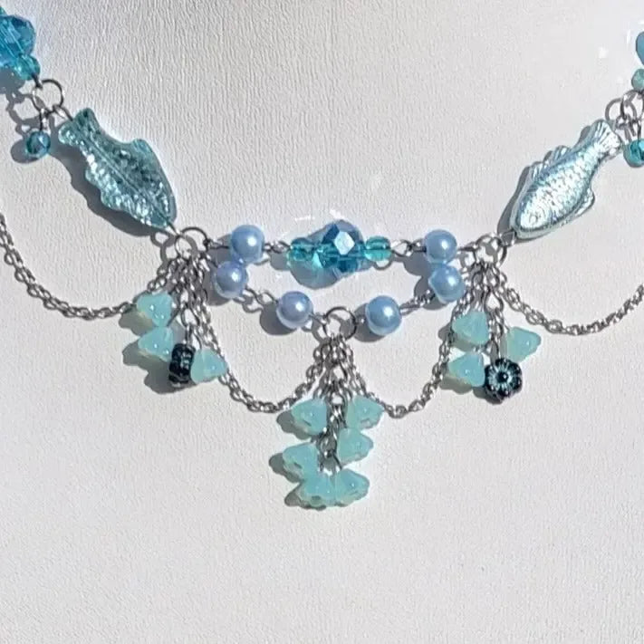 Blue Duchess of Fish Necklace Novyra