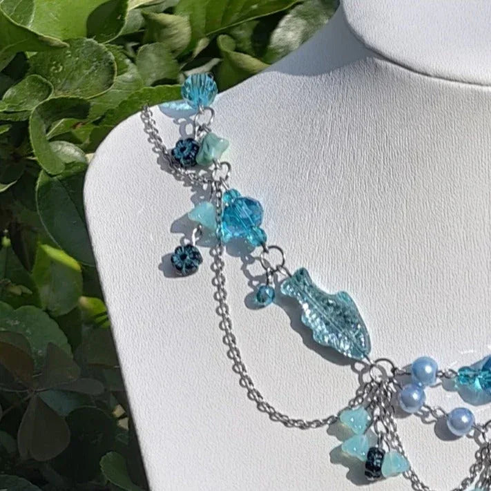 Blue Duchess of Fish Necklace Novyra