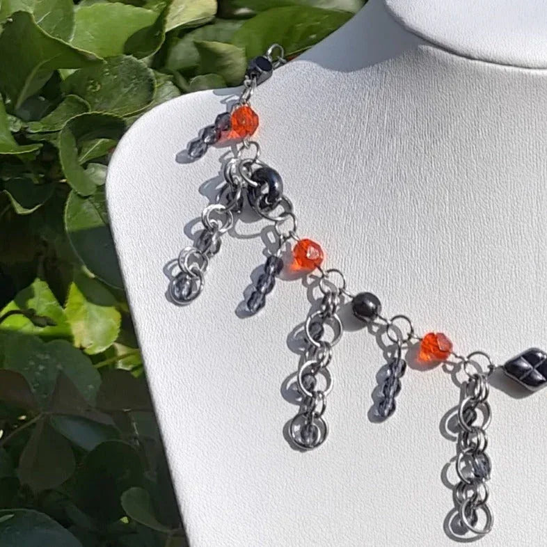 Red & Black Steampunk Duchess Necklace Novyra