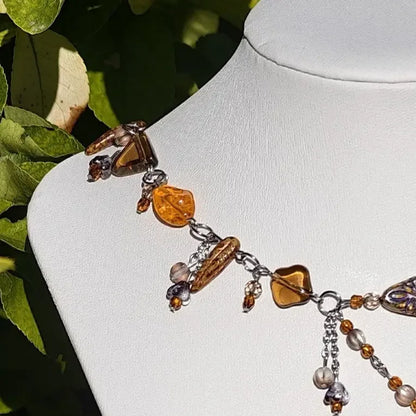 Orange & Brown Marchioness of Hearts Necklace Novyra