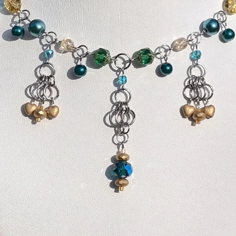 Gold & Turquoise Steampunk Duchess Necklace Novyra
